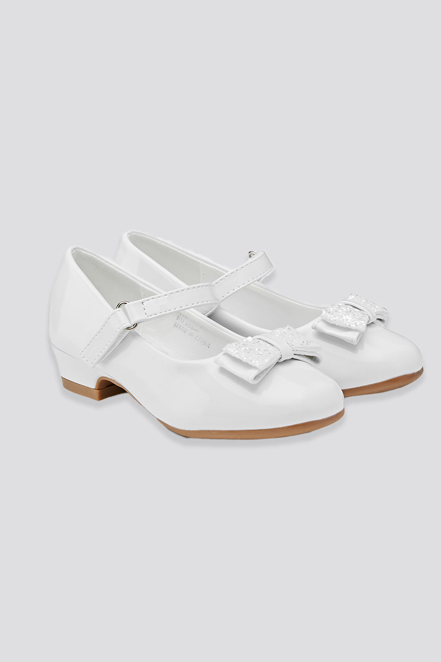 White mary jane shoes for girls front view