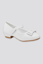 White mary jane shoes for girls side view details