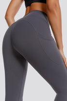 high waisted capri leggings grey back