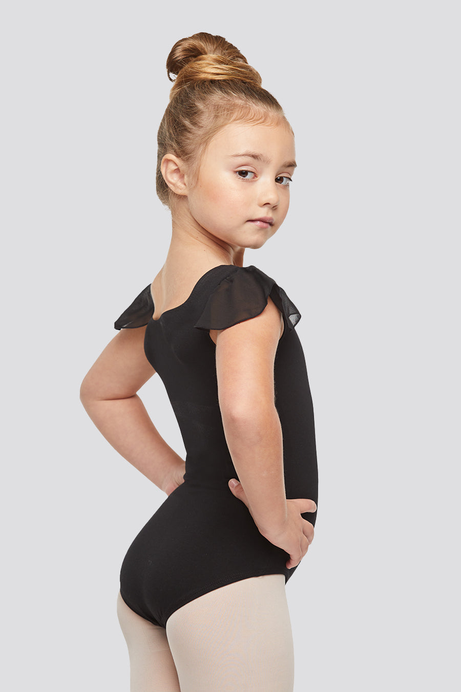 Black gymnastic leotards side view 