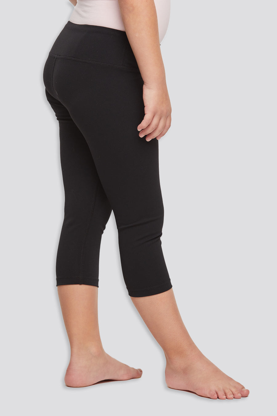 girls black capri leggings side view