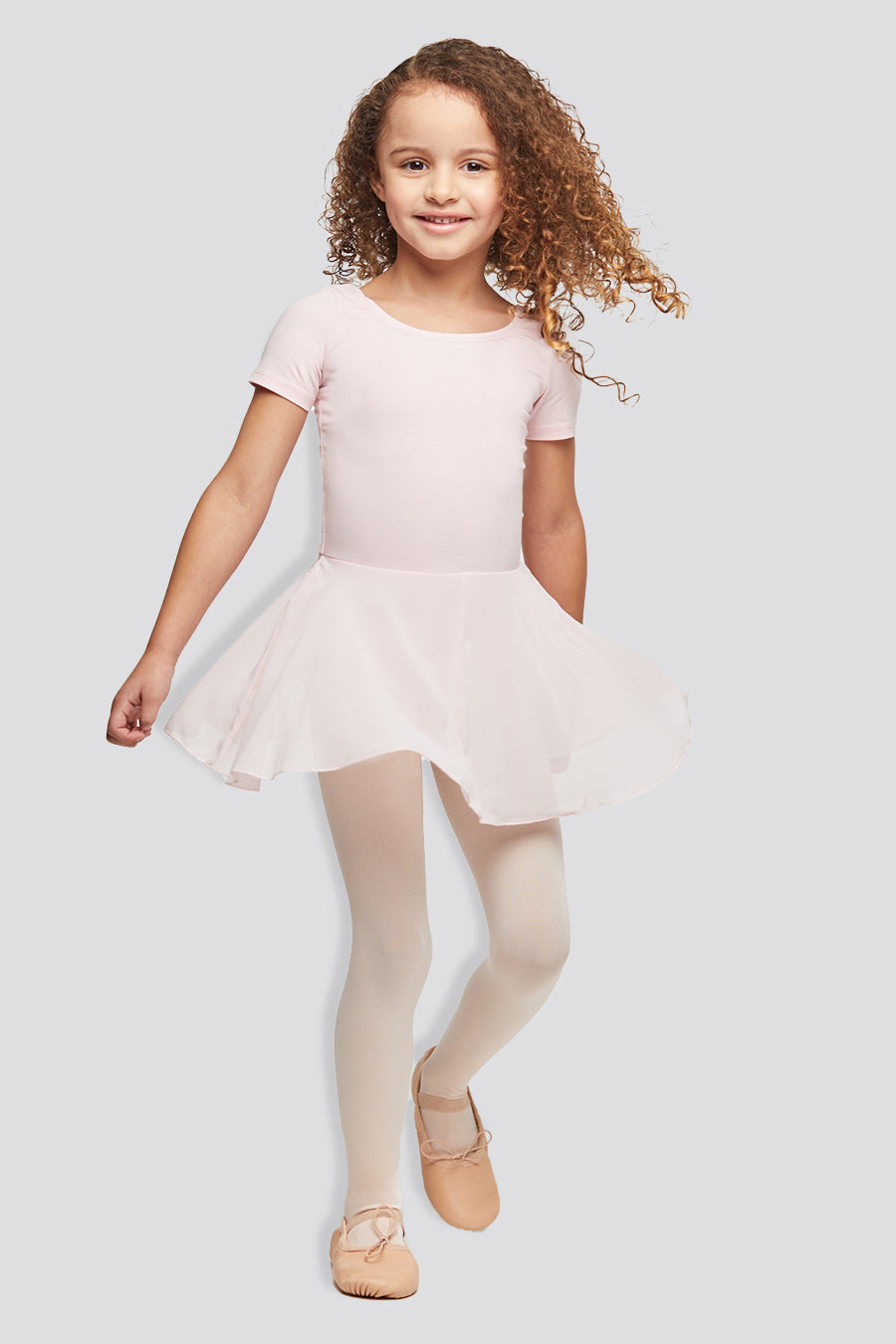 short sleeve leotard front view ballet pink