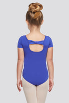 short sleeve leotard Royal Blue back view