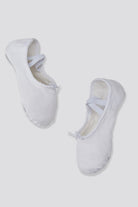 Boys white ballet shoes side view