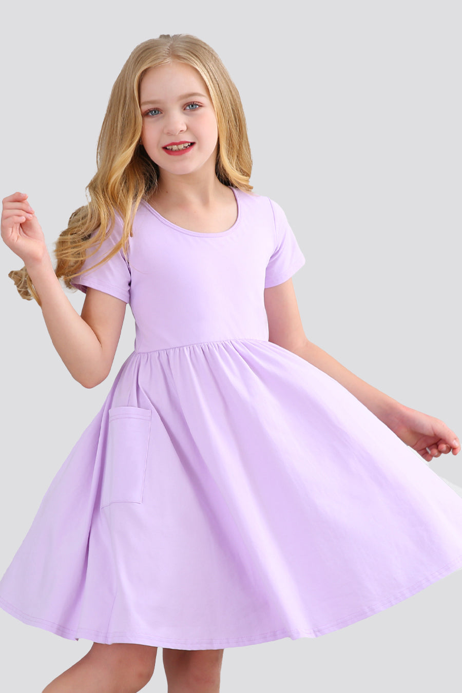 lavender dress with pockets for girls