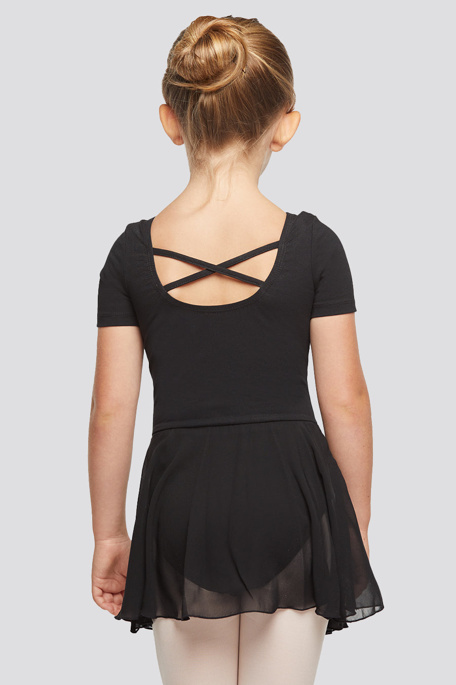 short sleeve leotard black back view