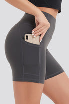 High Waisted Yoga Shorts Charcoal side