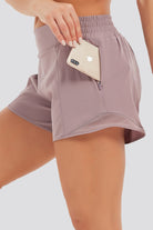 womens running shorts purple side view