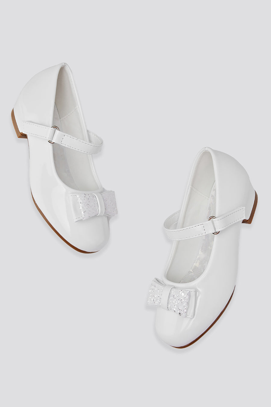 White mary jane shoes for girls side view