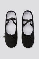 Boys canvas ballet shoes black top view