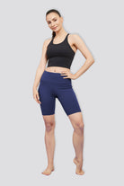 blue yoga short with pockets,