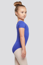 short sleeve leotard Royal Blue side view