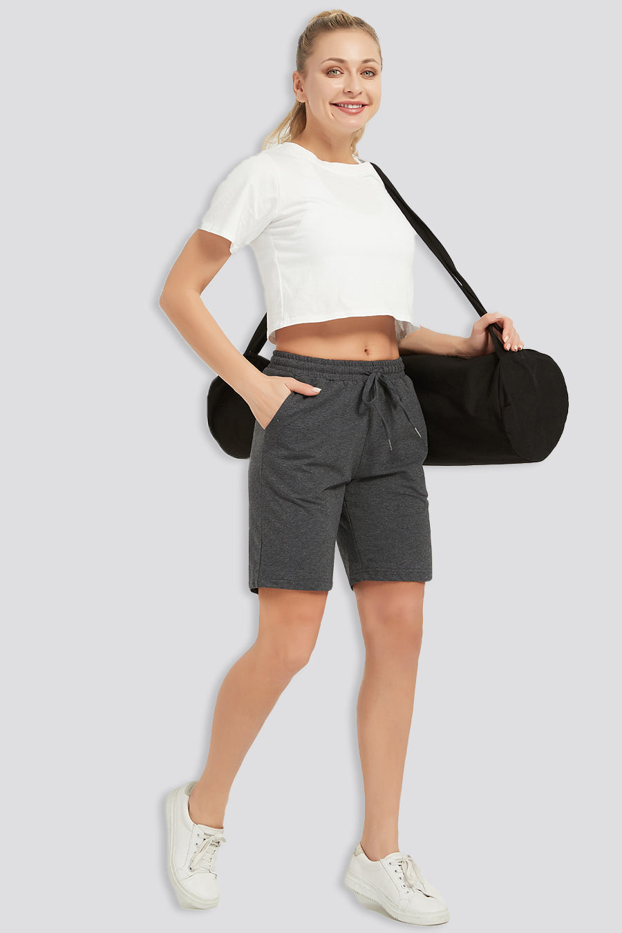 women sweat shorts Charcoal