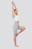 womens cotton shorts with pockets Light Gray side view