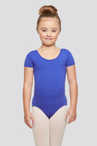 short sleeve leotard Royal Blue front view