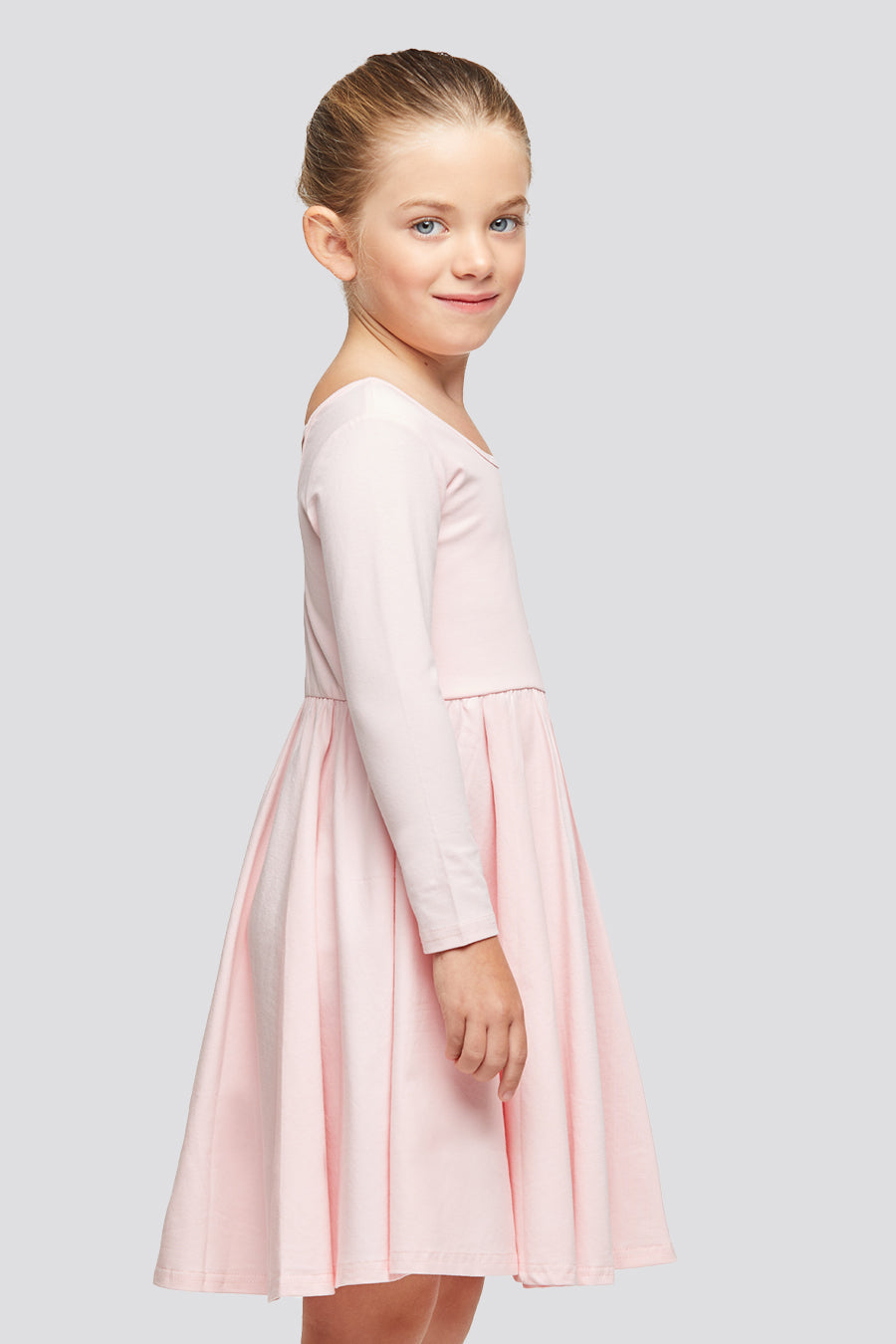 girls long sleeve dress pink 