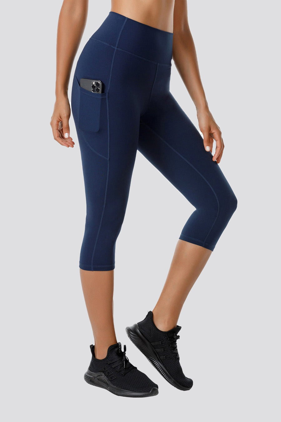 high waisted capri leggings navy side