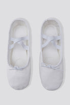 Girls white ballet shoes top view