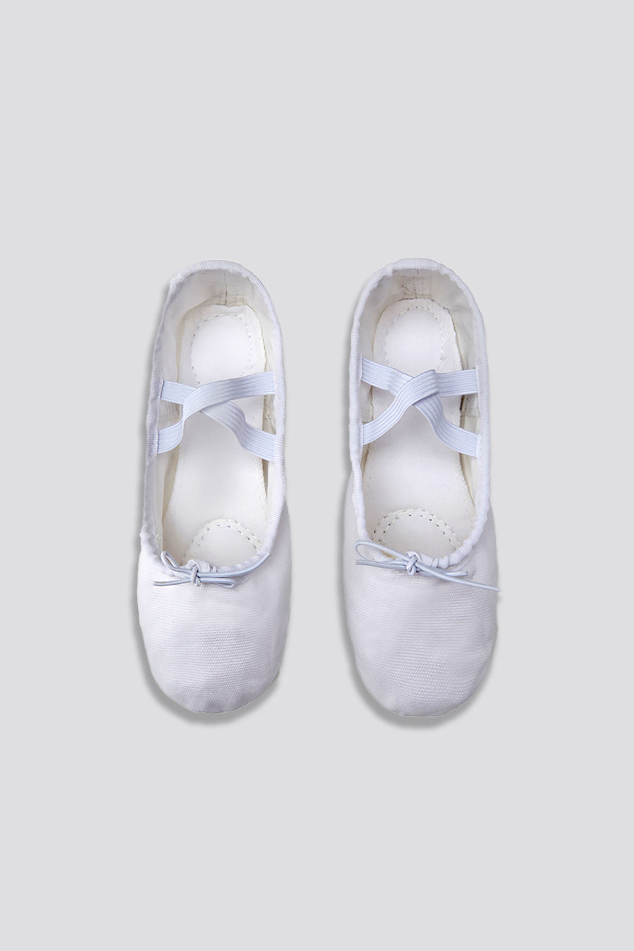 Women white ballet shoes top view