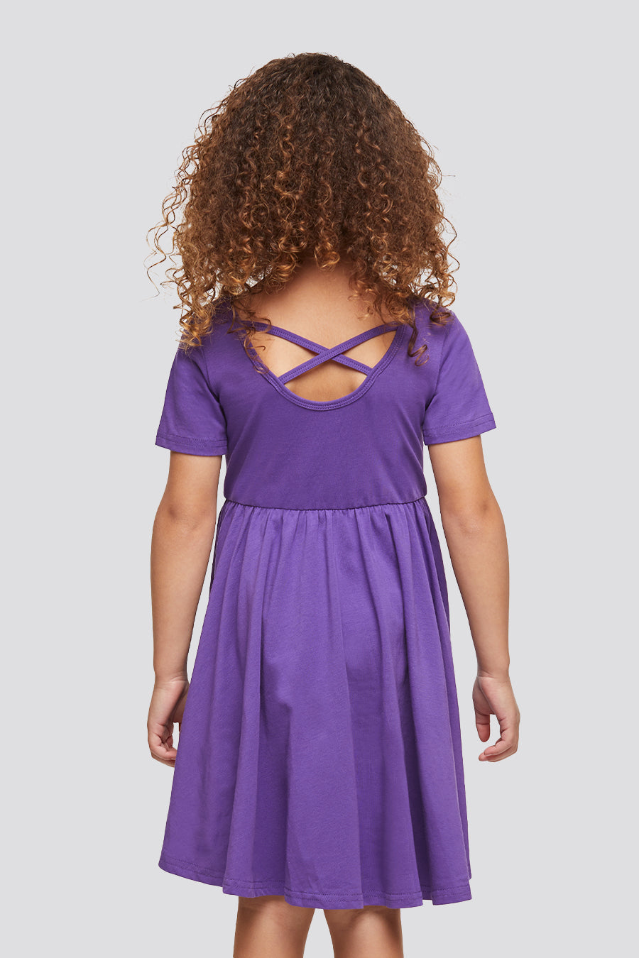 back view purple a line dress