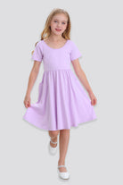 Full-body lavender dress with pockets