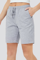 women sweat shorts Light Gray front view