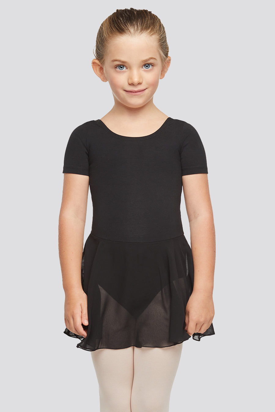 short skirted leotards black front view