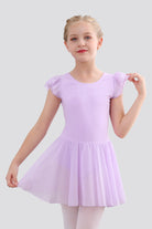 girls ruffle dress Lavender front view