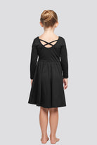 girls long sleeve dress black back view