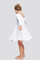 girls long sleeve dress white back view