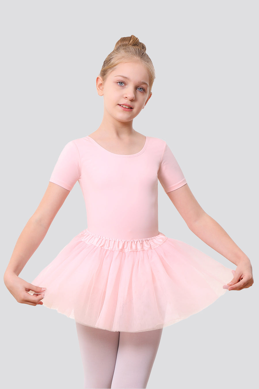 Full-body pink ballet outfits for girls