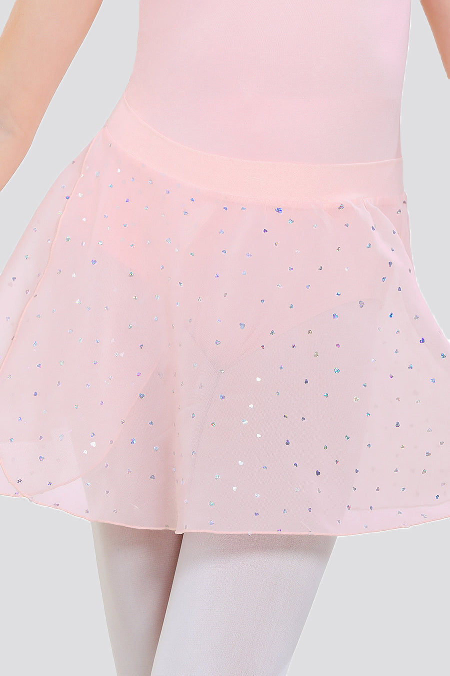 ballet chiffon skirt pink shiny front