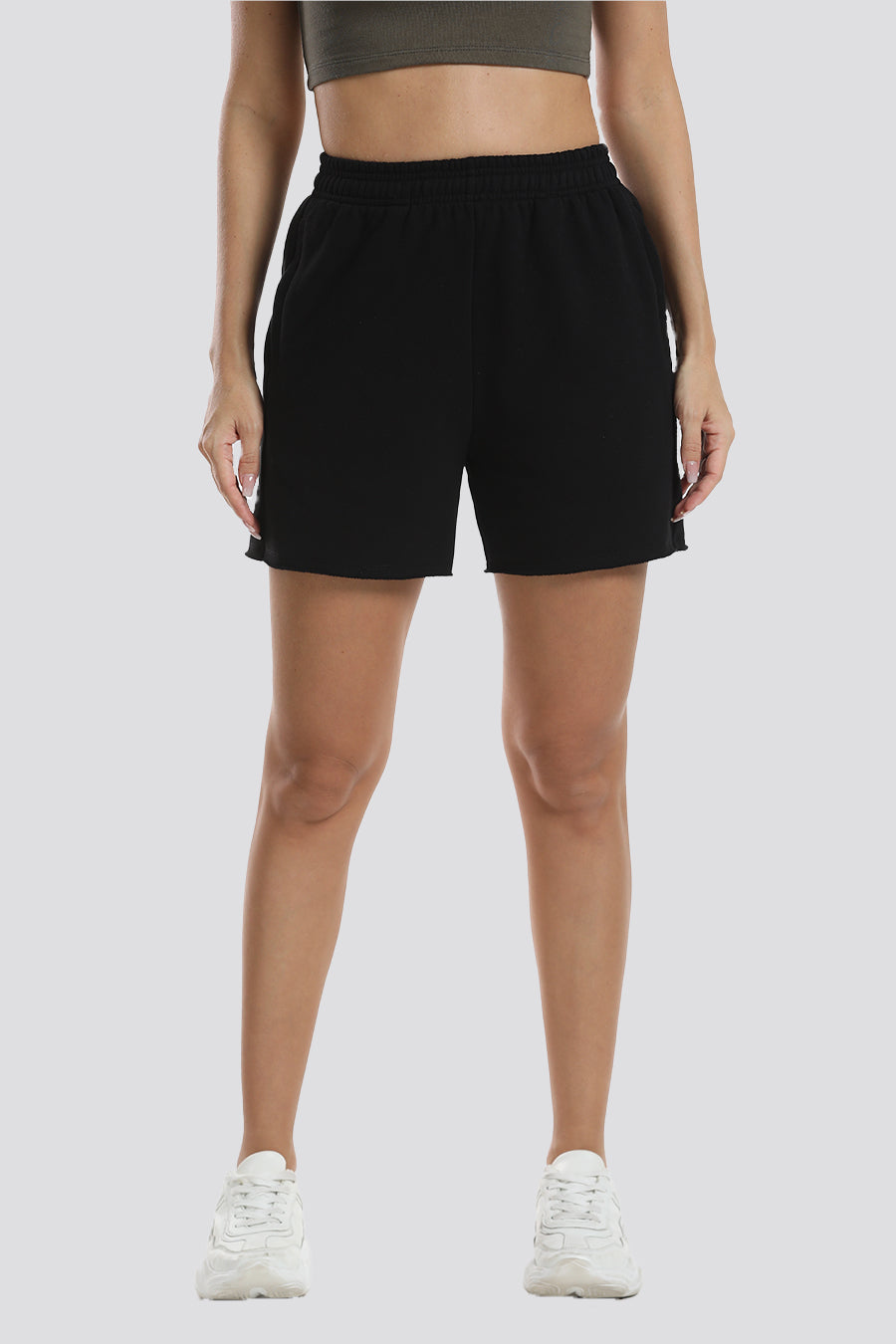 Front view black shorts for women