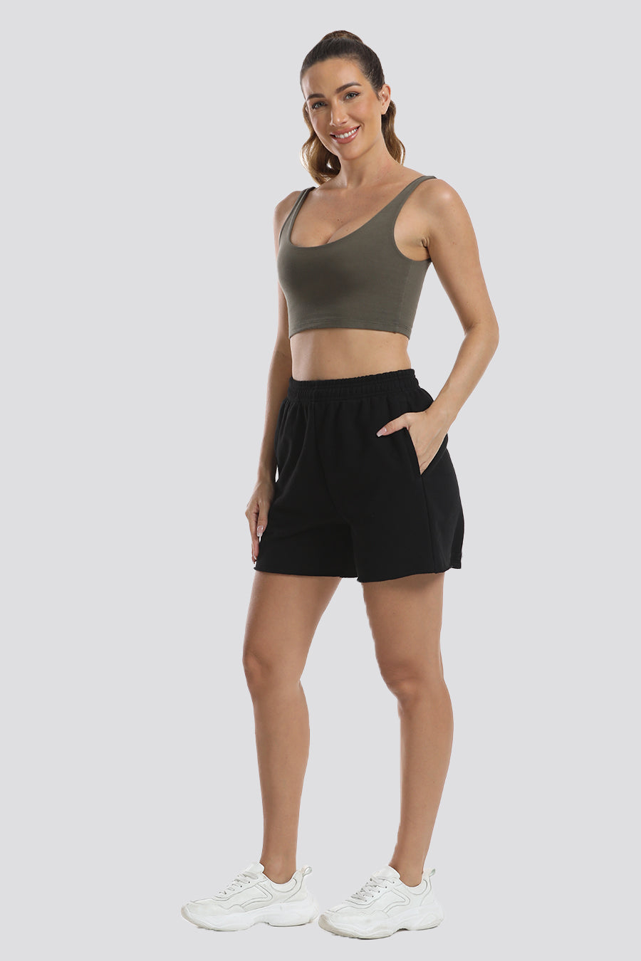 Full-body black shorts for women