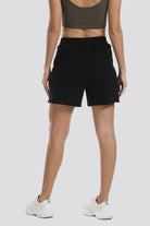 Back view black shorts for women