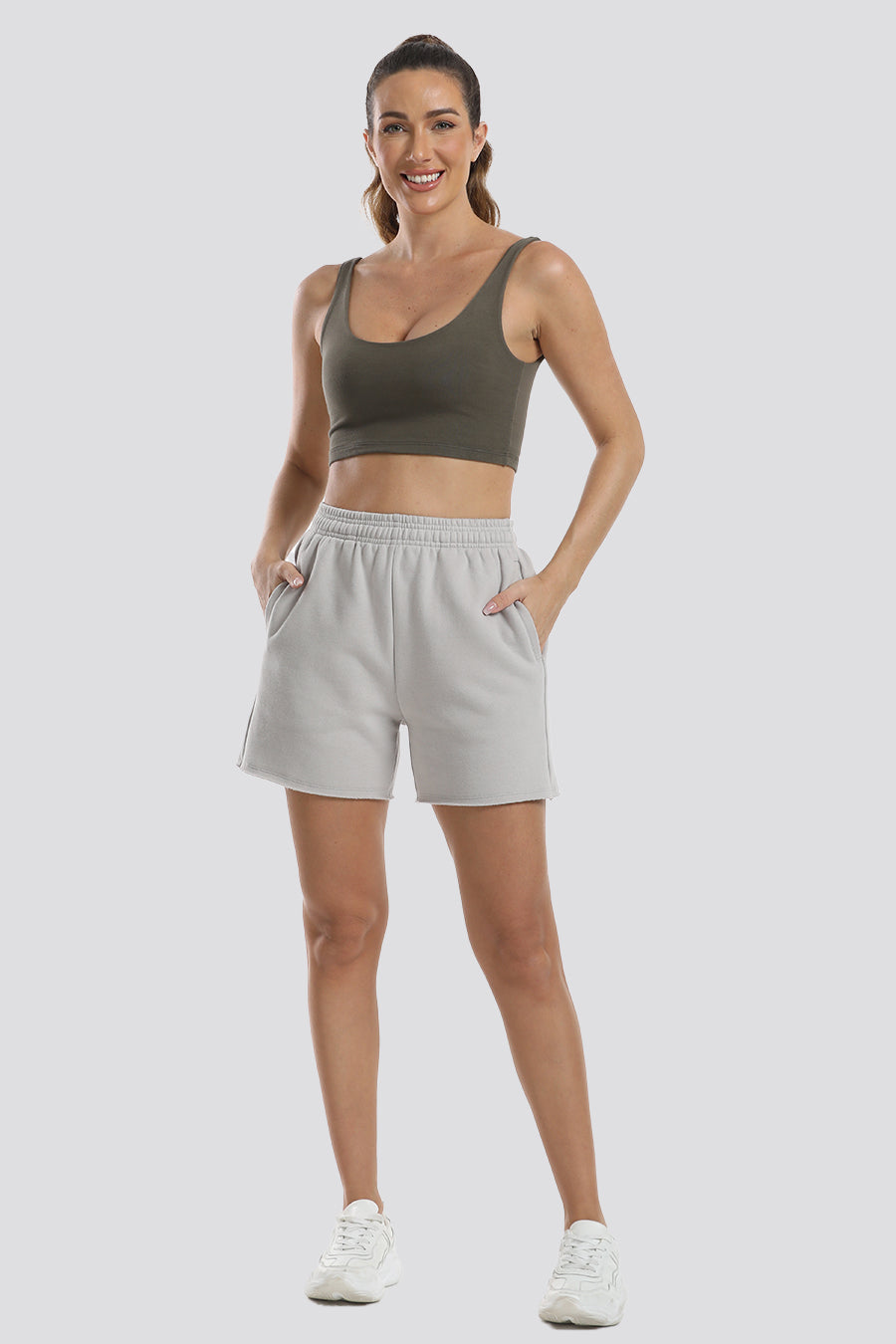 Full-body Light Grey shorts for women