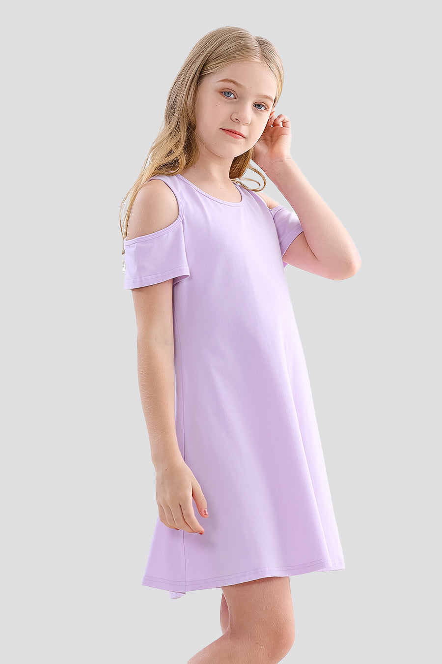 Cold Shoulder Party Dress Lavender side