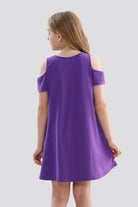 Cold Shoulder Party Dress purple back