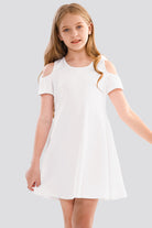 Cold Shoulder Party Dress white front