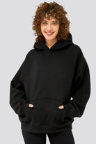 black lightweight hoodies womens front view