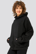 black lightweight hoodies womens side view