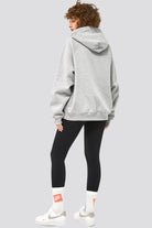 Grey lightweight hoodies womens back view