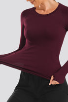 Seamless Long Sleeve Burgundy front