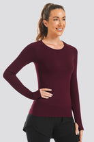 Seamless Long Sleeve Burgundy front