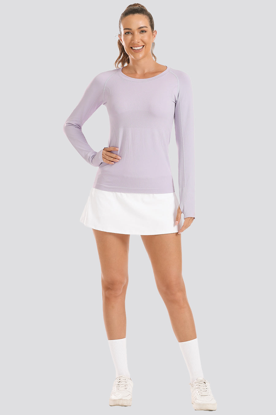 Seamless Long Sleeve Light Purple front