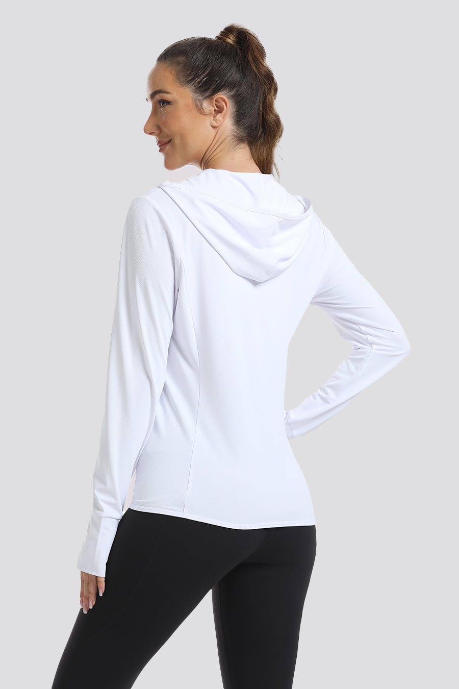 sun protection hoodie white back view