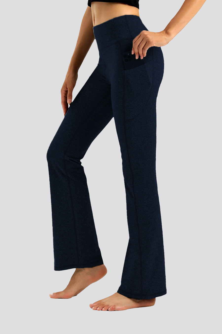 yoga flare pants navy side