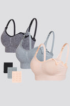 full coverage nursing bras Black Heather+Grey Heather+Beige Heather