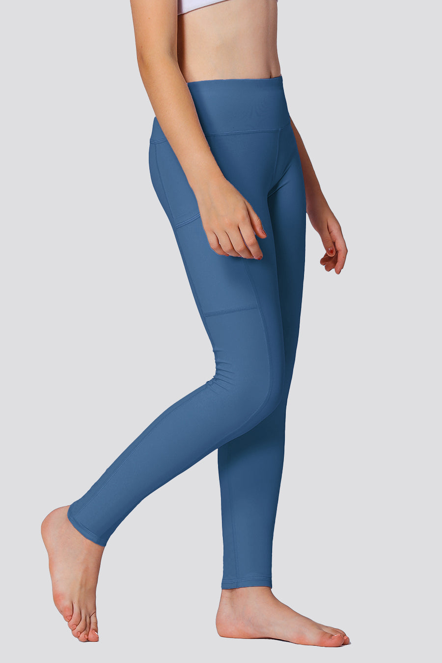 Girls leggings Blue side view