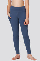 Girls leggings Dark Slate Blue front view